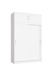 Akord - Schwebetürenschrank S150 mit Aufsatz, 4 Türen und 8 Einlegeböden - sonoma-eiche