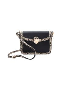L.CREDI PEGGY - Clutch, Twist-Lock, Kunstleder, für Damen - SCHWARZ/ MIX