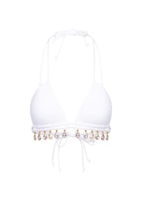 MODA MINX - Bikinioberteil Selene Droplet Double Strap Triangle Top mit edlen Schmuckelementen - White