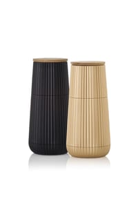 AdHoc® - Set Pfeffer- und Salzmühle Scape, black&gold, CeraCut® Ceramic Mahlwerk, Kunststoff / Eichenholz - Black & Gold