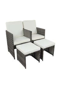 VCM. 4-tlg. Set Gartenstuhl | Loungestuhl Sessel | Maße pro Stuhl ca. H. 84 x B. 53 x T. 53 cm | Rattan | Balkonstuhl mit Sitzkissen - Raloso - VCM Raloso - Braun