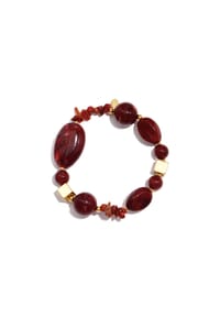 Adelia's - Perlenarmband aus Kunstharz mit goldfarbenen Akzenten, 17,5 cm - dunkelbraun