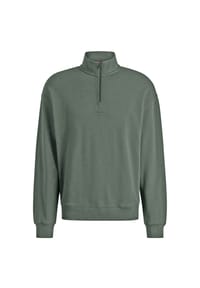 HUGO - Herren Sweatshirt mit Half-Zip-Kragen - Durty244, Stehkragen, Logo, Baumwolle - Grün