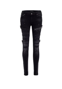 CIPO & BAXX® - Röhrenjeans im coolen Biker-Look in Skinny Fit - Schwarz