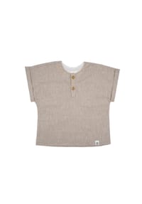 maximo® - BABY BOY-Hemd kurzer Arm Leinenmischung - beigemeliert
