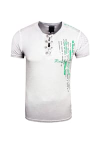 RUSTY NEAL® - T-Shirt mit schicker Knopfleiste - Anthrazit