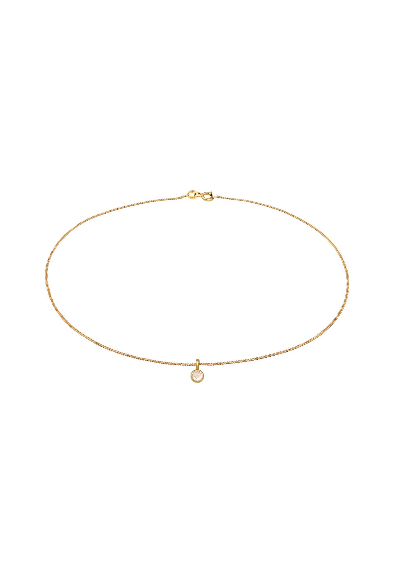 elli. PREMIUM Halskette Choker Mondstein Solitär Anhänger 585 