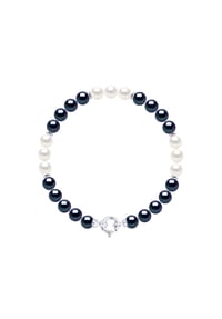 Pearls & Colors - Armband aus schwarzen und weißen Süßwasser-Zuchtperlen, 6-7 mm - Schwarz