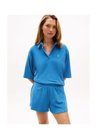 TOMMY HILFIGER - Loungewear-Oberteil, Blusenkragen, für Damen - C39 COPENHAGE BLUE