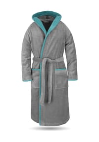 normani® - Unisex Baumwoll-Bademantel Rob - Grau/Hellgrau