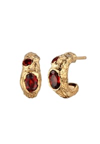 elli. - Ohrringe Granat Rot Topas Weiß 925 Sterling Silber Vergoldet - Gold