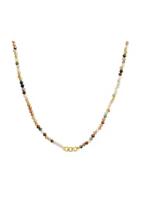 GLANZSTÜCKE MÜNCHEN - Damen Kette aus 925/- Sterling Silber in Gelbgold mit Achat - bunt