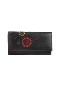bruno banani - Geldbörse Flowerpower Echt Leder - schwarz