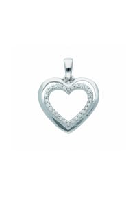 Adelia's - 333 Weißgold Anhänger Herz mit Zirkonia - silber