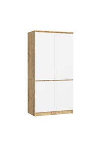 Akord - Kleiderschrank S90 mit 4 Türen und 4 Einlegeböden - artisan-eiche