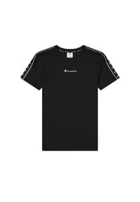 Champion® - Shirt Rundhals-T-Shirt aus Baumwolle mit Logo-Bandeinsatz - schwarz