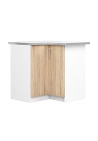 Akord - Lima Küchen-Eckunterschrank S90/90 mit 2 Türen, 2 Einlegeböden und Arbeitsplatte - weiß/sonoma-eiche