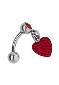 Adelia's - Titan Banane - Bauchnabel Piercing Herzanhänger rot - rot