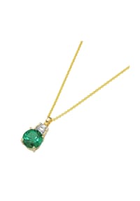 GIORGIO MARTELLO MILANO - Kette mit Anhänger, Zirkonia + Kristallstein, vergoldet, Silber 925 - grün