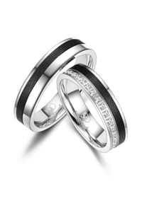 MARRYA MARRYA - MARRYA Carbon Ringe Trauringe Eheringe Partnerringe - Damen Ring - schwarz - silber