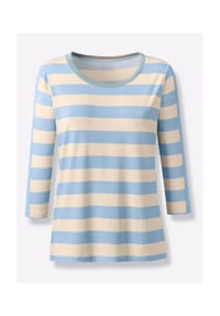 heine - Druck-Shirt - eisblau-elfenbein-geringelt