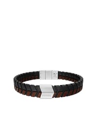 FOSSIL JEWELRY - Fossil Herrenarmband aus gewebtem, schwarzem und braunem Leder, JF04984040 - Multi