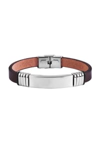 Adelia's - Edelstahl Armband Lederarmband Gravurplatte braun - braun