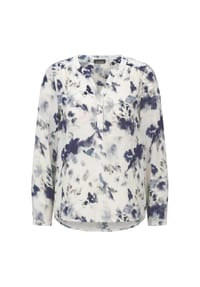 GOLDNER - Florale Druckbluse mit V-Ausschnitt - beige / gemustert