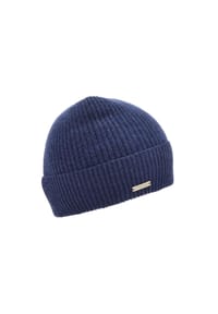 SEEBERGER - Cashmere Beanie mit Aufschlag in Rippen-Muster 18300-2 - 14 RAUCHGRAU