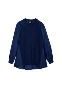 MADELEINE - Legerer Pullover in raffiniertem Material-Mix - marine