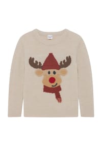 MANGUUN - Pullover, Rundhals, für Kinder - BEIGE REINDEER