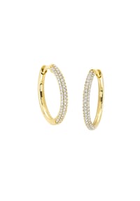 MONCARA - Damen Creolen, 585er Gold, 128 Diamanten zus. ca. 0,20 Karat - Gelbgold