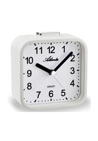 Atlanta by PARAGON - Quarzwecker ohne Ticken mit Licht, Snooze, Crescendo & Metallgehäuse - 2124/0 (Weiß) - Weiß