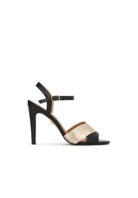 Kazar - Schwarz-goldene Sandalen mit Absatz - Schwarz