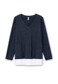 sheego - Feinstrickpullover - tiefblau-meliert