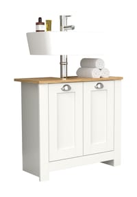 VCM. - Holz Waschbeckenunterschrank | Badschrank | Maße: H. 58 x B. 65 x T. 30 cm | 2 Drehtüren - Balusa M - Weiß
