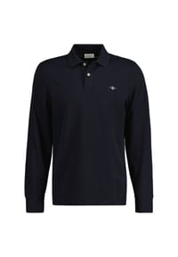 GANT - Herren Poloshirt - REGULAR SHIELD LONGSLEEVE PIQUE RUGGER, Langarm, Logo - Blau