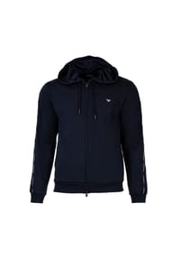 EMPORIO ARMANI - Herren Sweatjacke mit Kapuze - BASIC TERRY, Zipper, Baumwoll-Mix - Blau