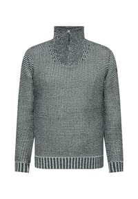 GLOBETROTTER - Strickpullover, Troyerkragen, für Herren - 3 GREEN / ECRU
