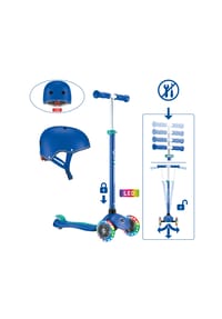 GLOBBER - PRIMO PLUS LIGHTS dunkelblau-türkis, mit Leuchtrollen inkl. Helm - blau