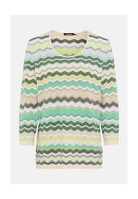 olsen - Pullover mit Zickzack-Dessin und 3/4-Ärmeln - Khaki