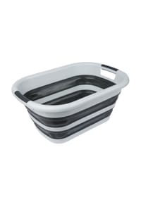 COFI - Faltbare Universalwanne/Wäschekorb, universell für Haushalt, Camping oder Garten - Weiß/Dunkelgrau 54 x 23 x 39 cm