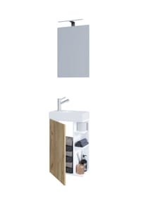 VCM. - 3-tlg Set | Waschplatz für Gäste WC | Gästebad Toilette | Waschtisch mit Spiegel | Badmöbel Badezimmer Set – Lumia - Anthrazit