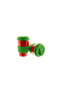 MATO® - 10x Kaffeebecher To Go aus Porzellan, Coffee to go Becher mit Deckel 350 ml ZH1 Gelb - Grün 1x