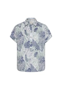 camel active - Kurzarmbluse aus reiner Baumwolle - Jadeblau