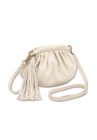 collezione alessandro® - Umhängetasche Nappa weiche Ledertasche mit Quaste - beige