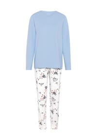 DESIRéE - Schlafanzug, V-Ausschnitt, für Damen - BLUE + FLOWER AOP