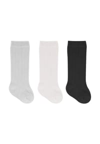 bistyle® - Knielange Baby-Socken, 3er-Pack, GOTS-zertifiziert, hoher Baumwollanteil - Grau/Ecru/Schwarz