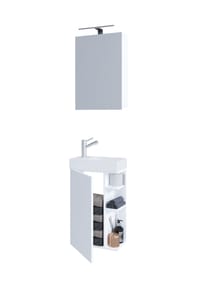 VCM. - 3-tlg Set | Waschplatz für Gäste WC | Gästebad Toilette | Waschtisch mit Spiegelschrank | Badmöbel Badezimmer Set – Lumia - Anthrazit