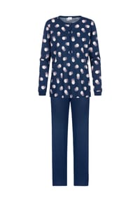 mey - Scribbled Dots Schlafanzug, Henley-Ausschnitt, für Damen - 1118 DEEP MARINE